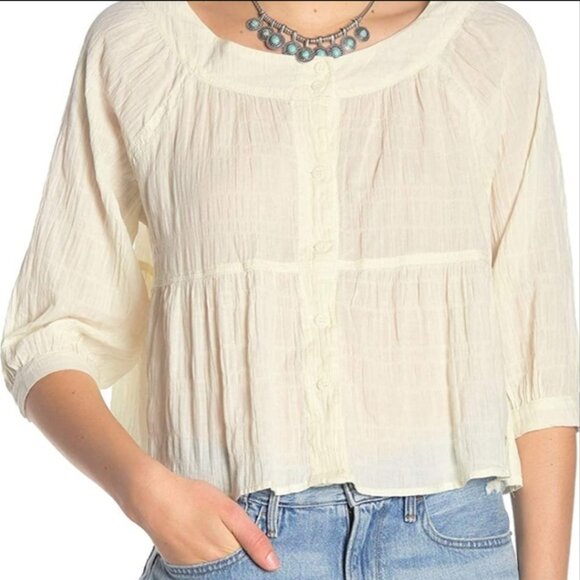 FREE PEOPLE We The Free Sea To Shore Top in Ivory - Picture 1 of 10